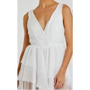 Mac Duggal  55320 White High Low Gown with Built In Body Suit,  Size 4